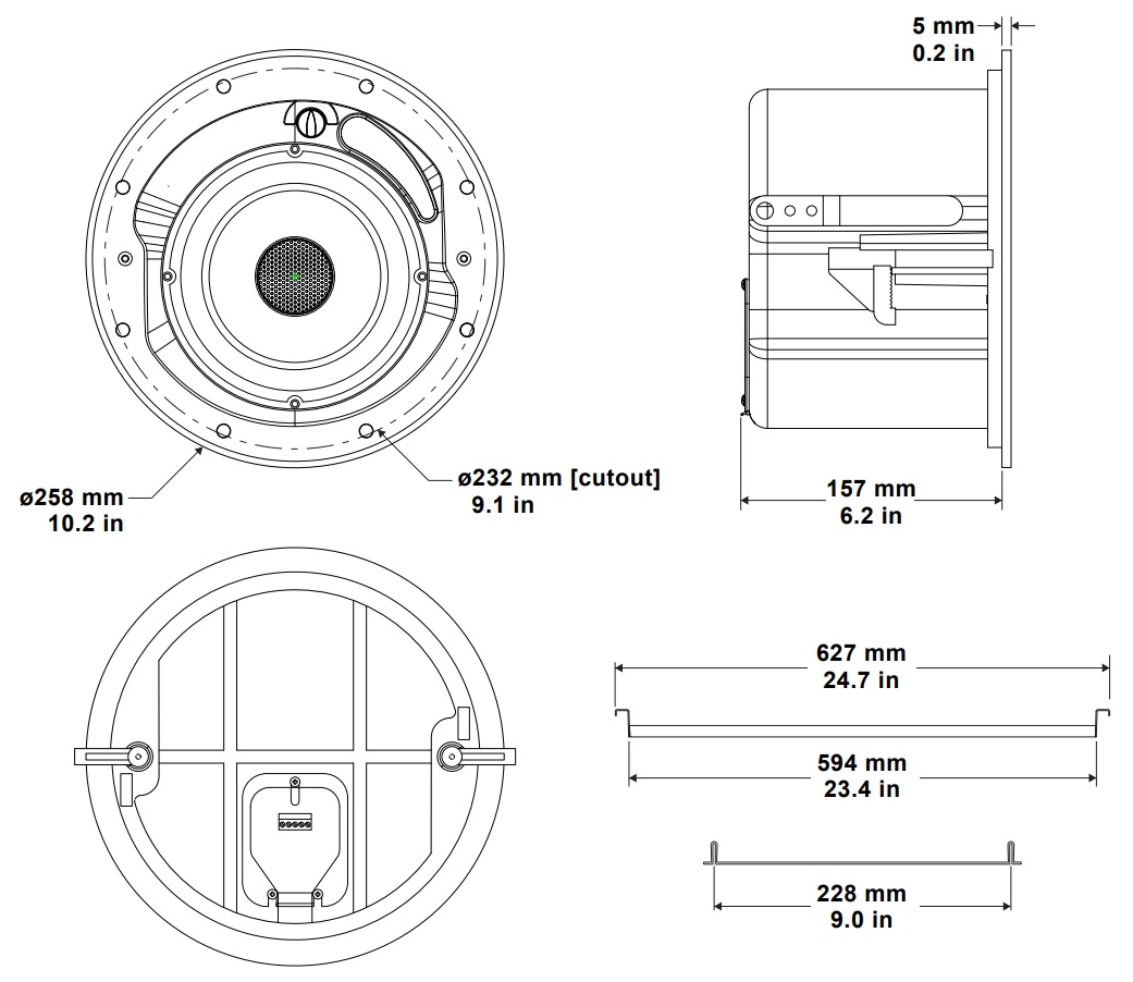 Конструкция и габариты BIAMP CM60DTD