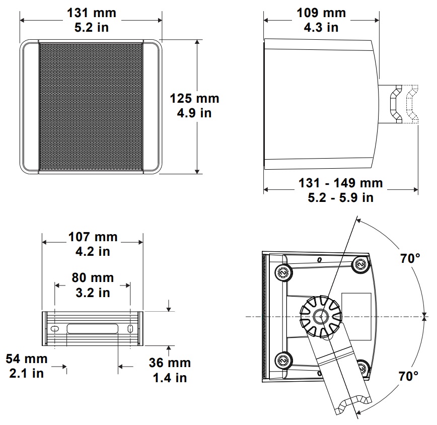 Габаритные размеры BIAMP KUBO3