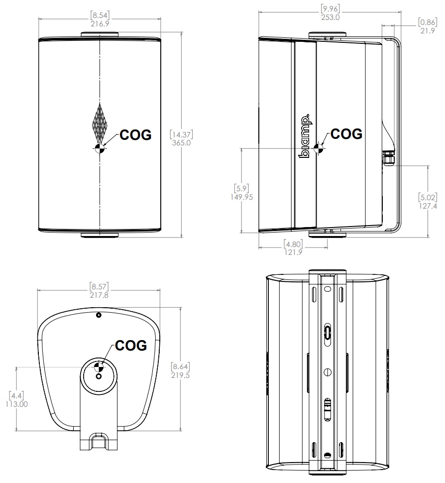 Габаритные размеры BIAMP EX-S6-UB
