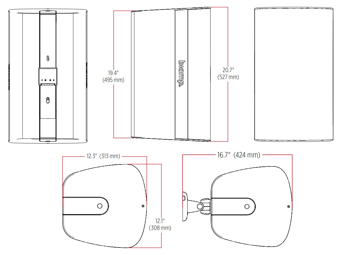 Габаритные размеры BIAMP EX-S10SUB-CM