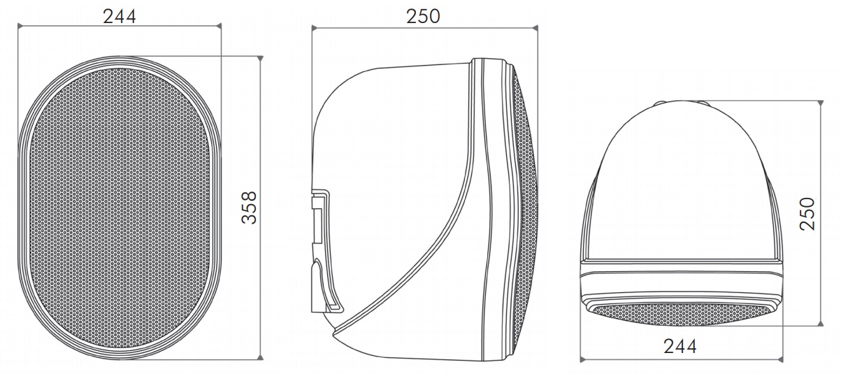 Габаритные размеры BIAMP OVO8P