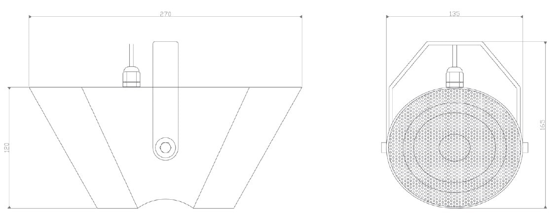 Габаритные размеры звукового прожектора BIAMP MPBD20-G