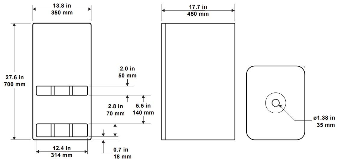 Габаритные размеры BIAMP SUB2400