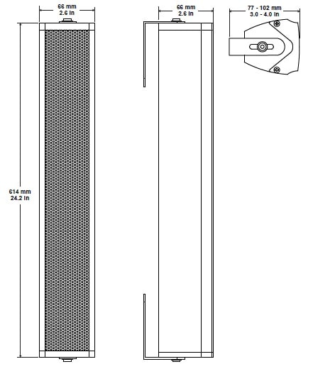 Габаритные размеры звуковой колонны BIAMP COLS81