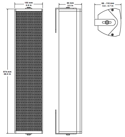 Габаритные размеры звуковой колонны BIAMP COLW81