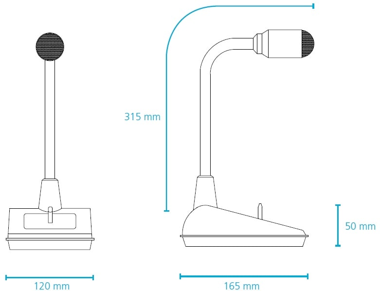 Габаритные размеры пейджингового микрофона BIAMP MICPAT-2