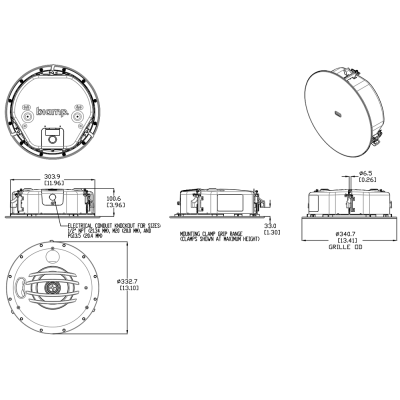 Двухполосный потолочный громкоговоритель с низким профилем C-IC6LP White