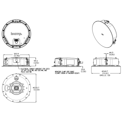Двухполосный потолочный громкоговоритель с низким профилем DX-IC6LP