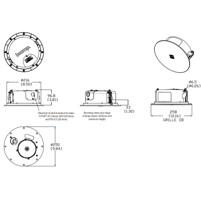 Двухполосный потолочный громкоговоритель с низким профилем DX-IC4LP